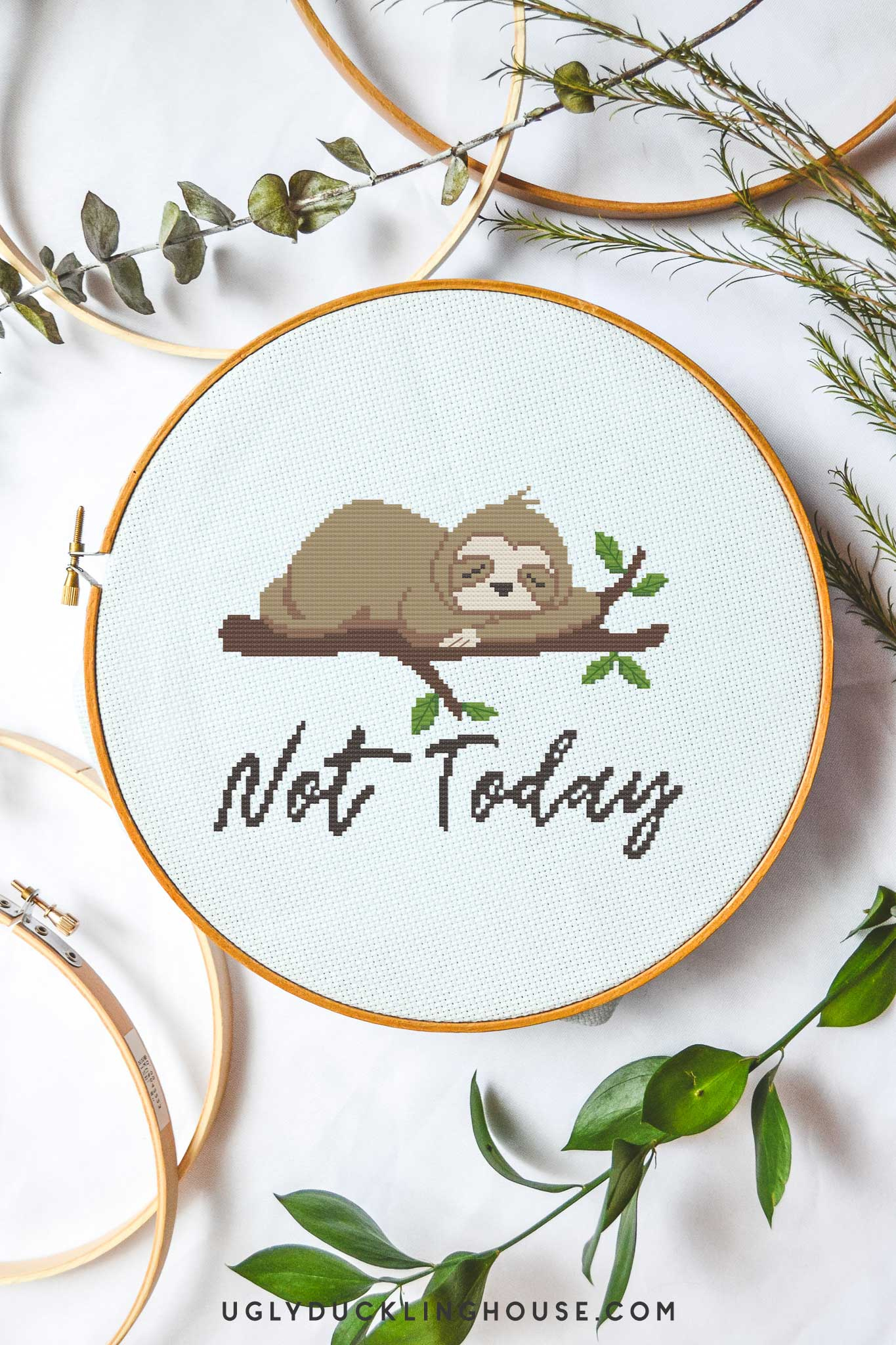 Not Today" Sloth | Free Cross Stitch Pattern • Ugly Duckling House inside Beginner Cross Stitch Patterns Free Printable