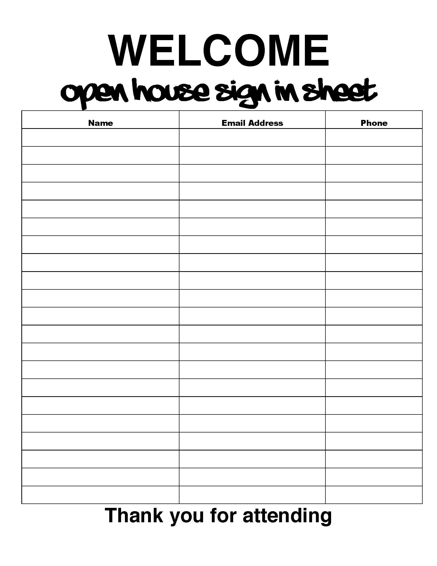 Offenes Haus Schild Im Bogen | Druckbares Hausschild Im Bogen Pdf in Printable Open House Sign In Sheet