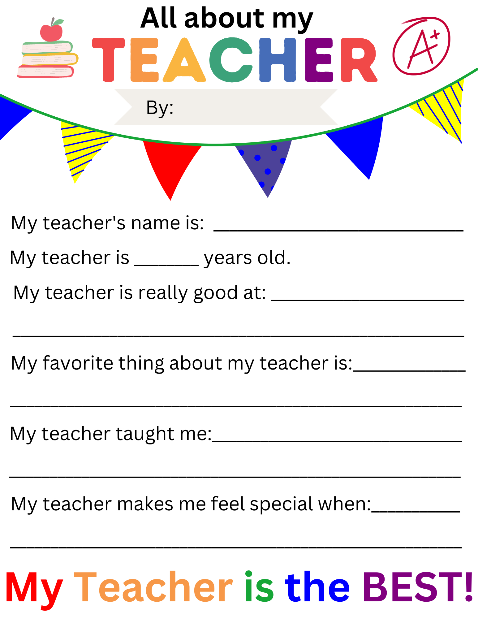 Page 2 - Free And Customizable Teacher Appreciation Templates for All About My Teacher Free Printable Free Download