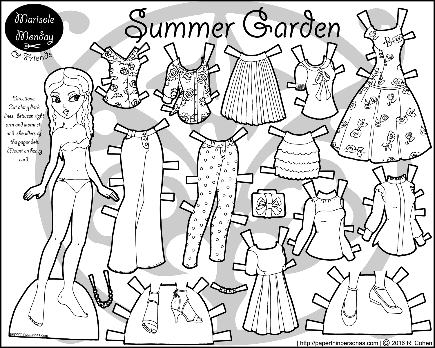 Paper Doll Dress Up Set: Summer Garden within Printable Dress Up Paper Dolls