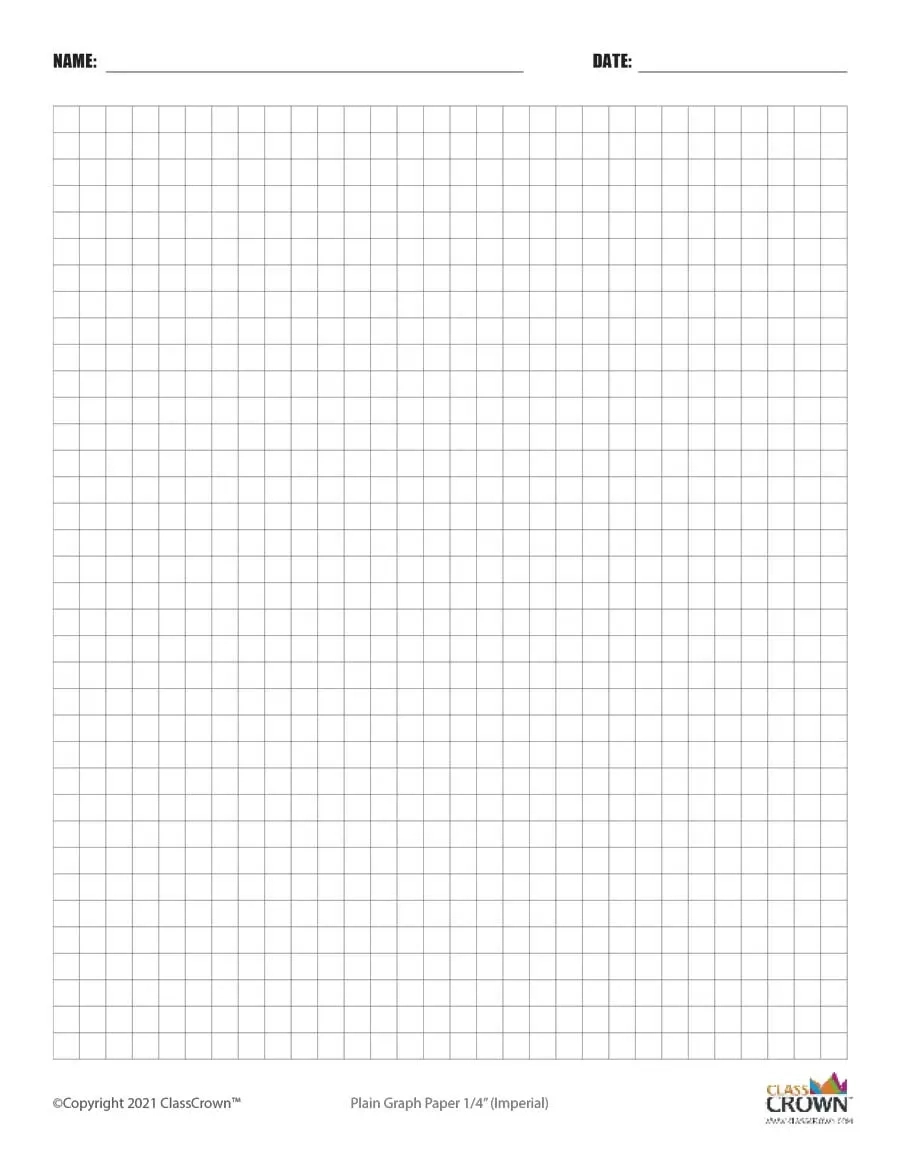Plain Graph Paper With Name Block | Classcrown with regard to 1 4 Inch Grid Paper Printable