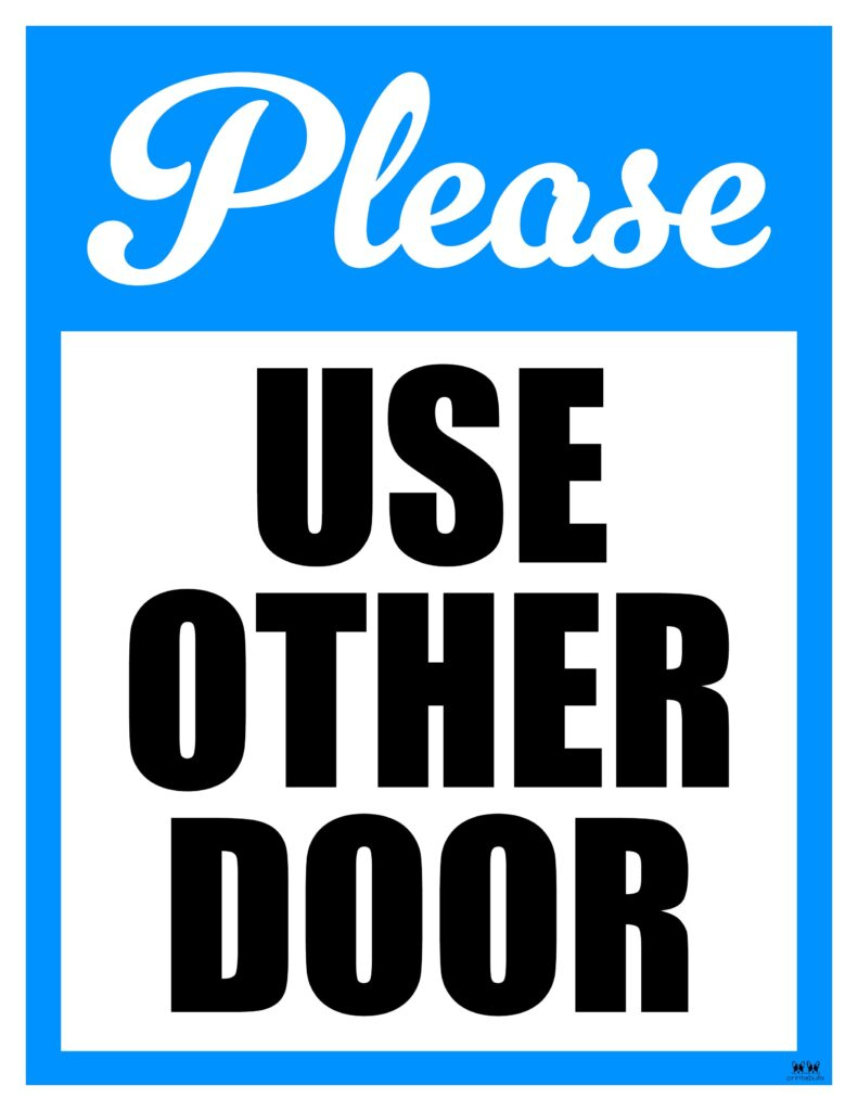 Please Use Other Door Signs - 15 Free Signs | Printabulls with Printable Please Use Other Door Sign