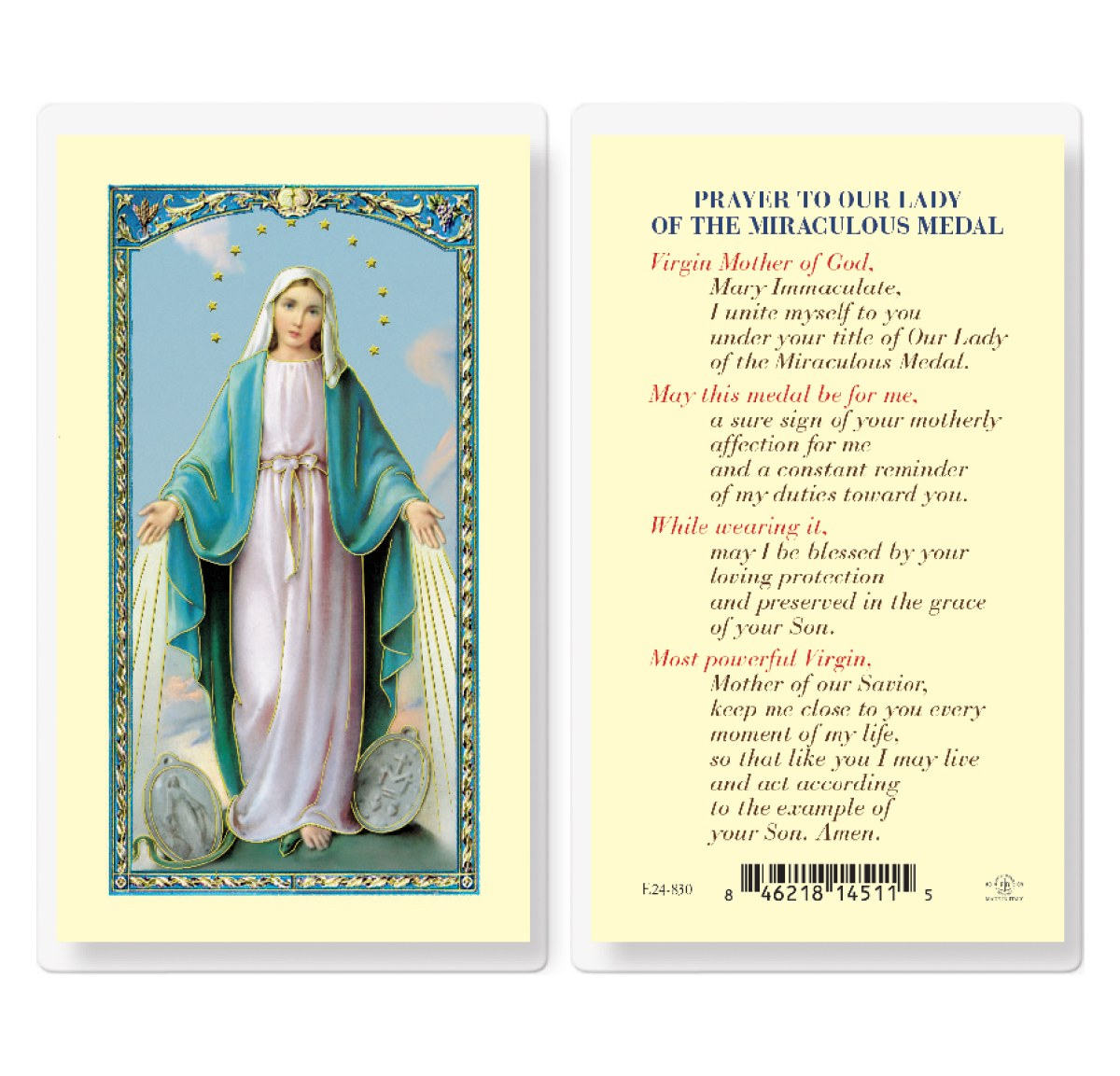 Prayer To Our Lady Of The Miraculous Medal inside Miraculous Medal Prayer Card Printable