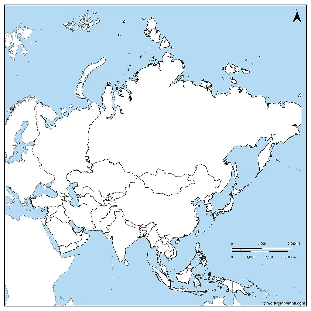 Printable Blank Map Of Asia For Free Download [Image/Pdf] throughout Printable Blank Map of Asia