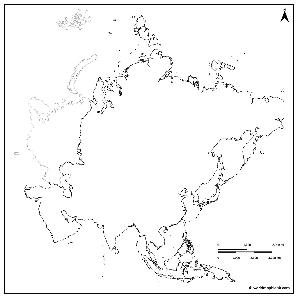 Printable Blank Map Of Asia For Free Download [Image/Pdf] within Printable Blank Map of Asia