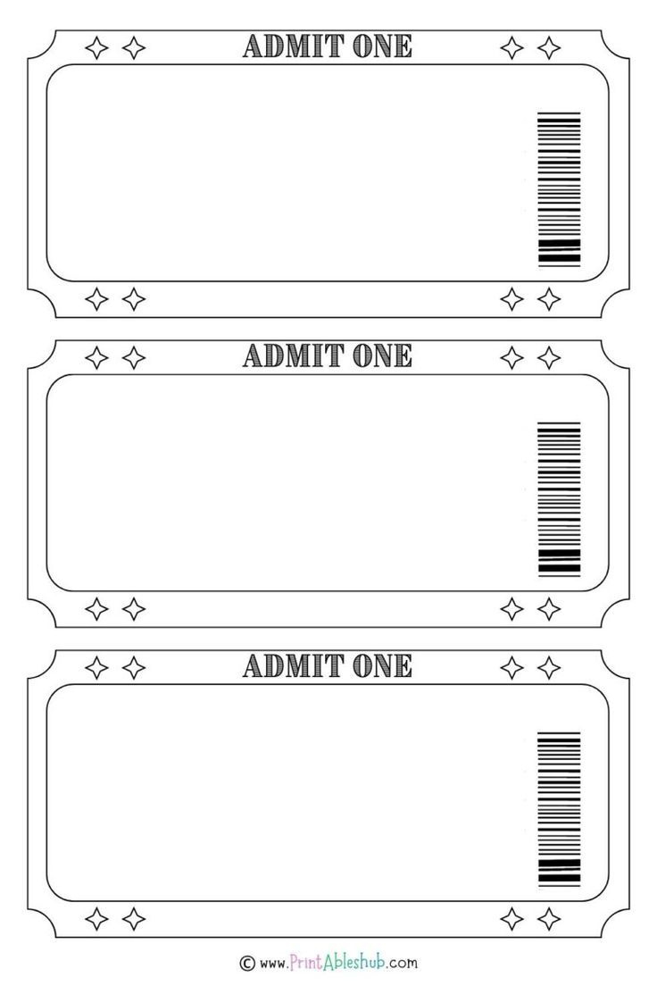 Printable Blank Ticket Design Templates in Editable Free Printable Movie Ticket Template