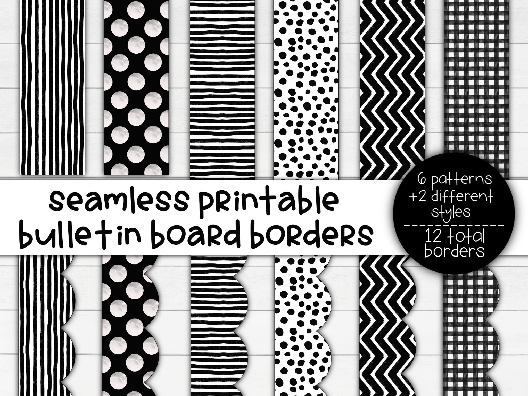 Printable Bulletin Board Borders: Black & White Classroom Decor in Printable Border Design For Bulletin Board Black and White