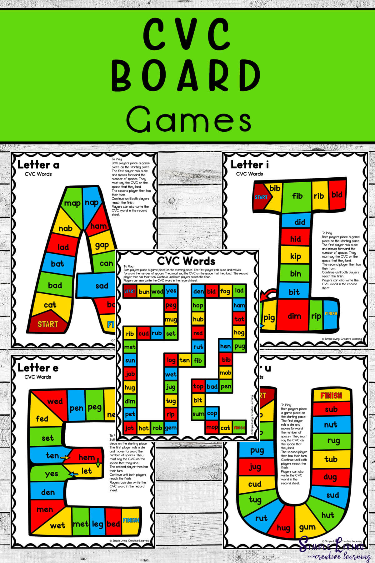 Printable Cvc Board Games - Simple Living. Creative Learning pertaining to Printable Board Games For Kids