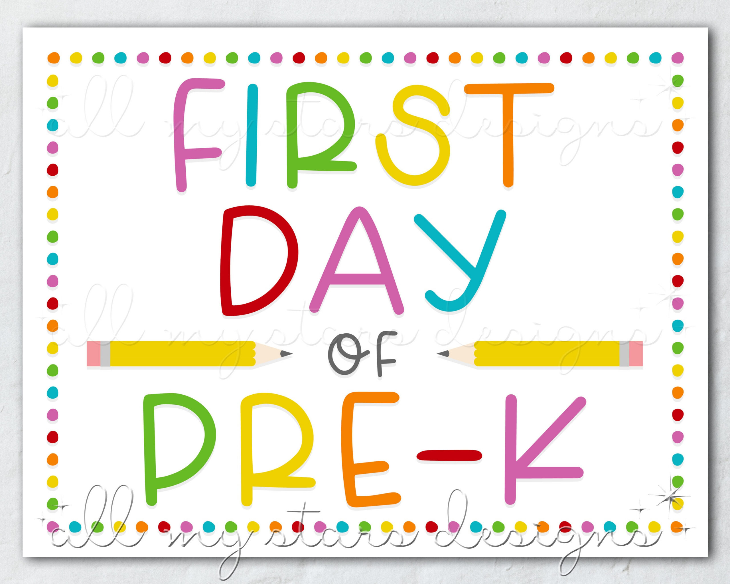 Printable First Day Of Pre-K Sign | Instant Download | Colorful pertaining to First Day of Pre K Sign Printable