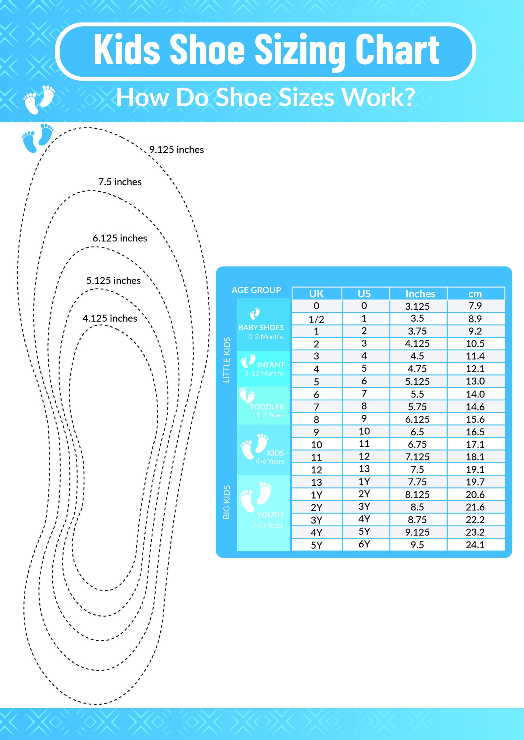 Printable Kids Shoe Size Chart Foot Sizing Girls Shoe Size Chart pertaining to Printable Kids Shoe Size Chart