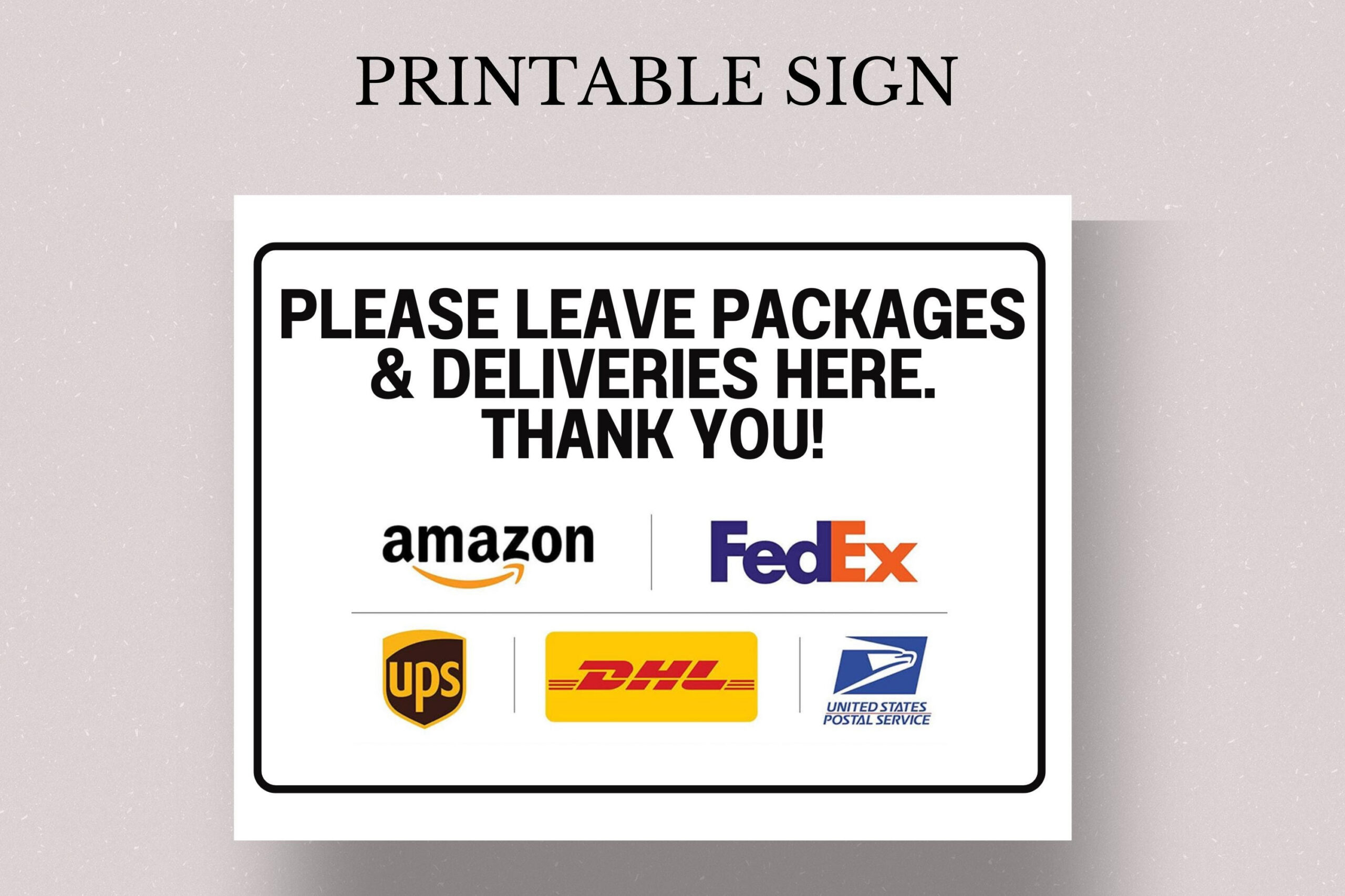 Printable Leave Packages Here Sign, Us Letter, Instant Download for Please Leave Packages Here Sign Printable Free