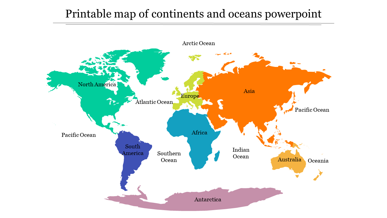 Printable Map Of Continents And Oceans Ppt And Google Slides within Printable Map of Oceans and Continents