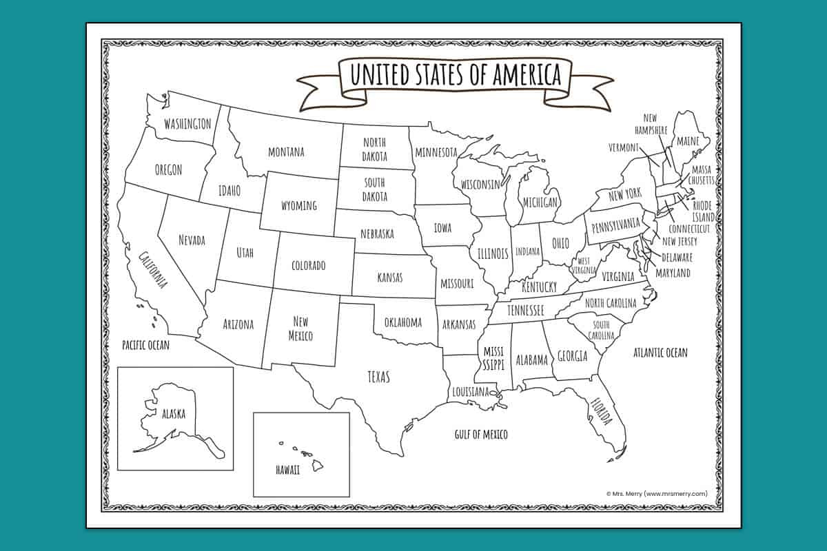 Printable Map Of The United States | Mrs. Merry intended for Map Of The United States Of America Printable