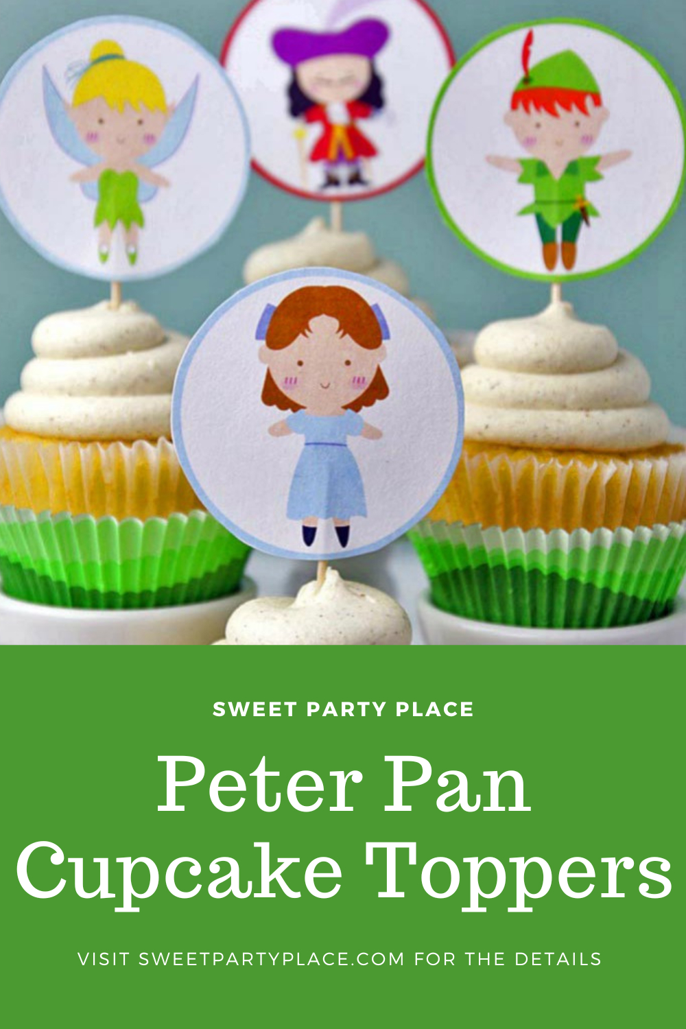 Printable Peter Pan Cupcake Toppers With Tutorial - Sweet Party Place for Peter Pan Cake Topper Printable