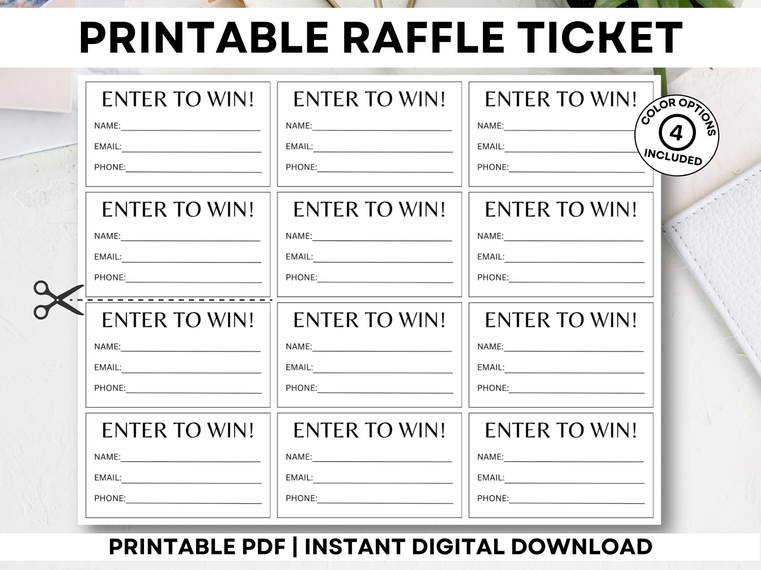 Printable Raffle Tickets, Enter To Win Tickets, Printable Enter To in Printable Raffle Ticket Template