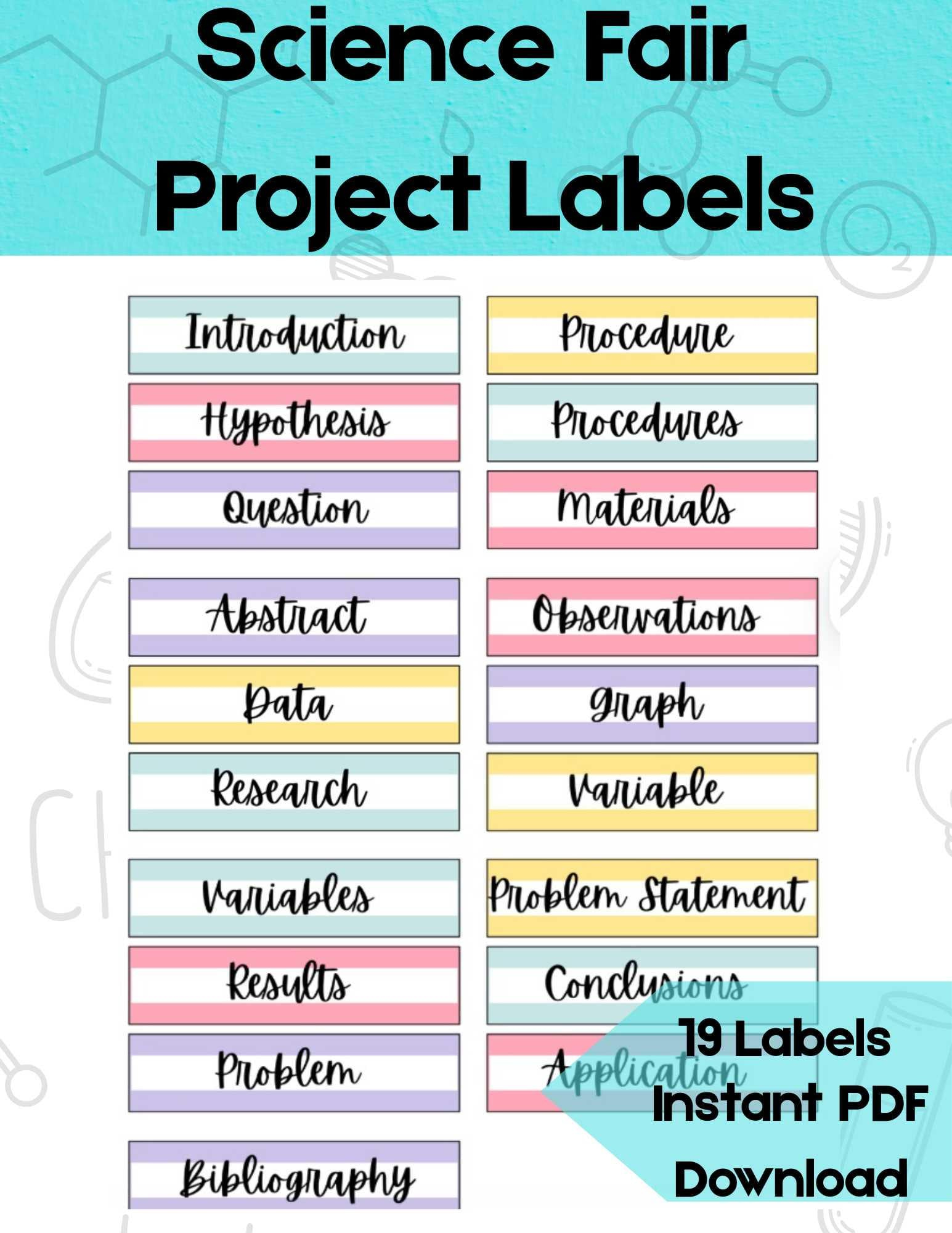 Printable Science Fair Project Labels Science Experiment Labels throughout Printable Science Fair Project Labels