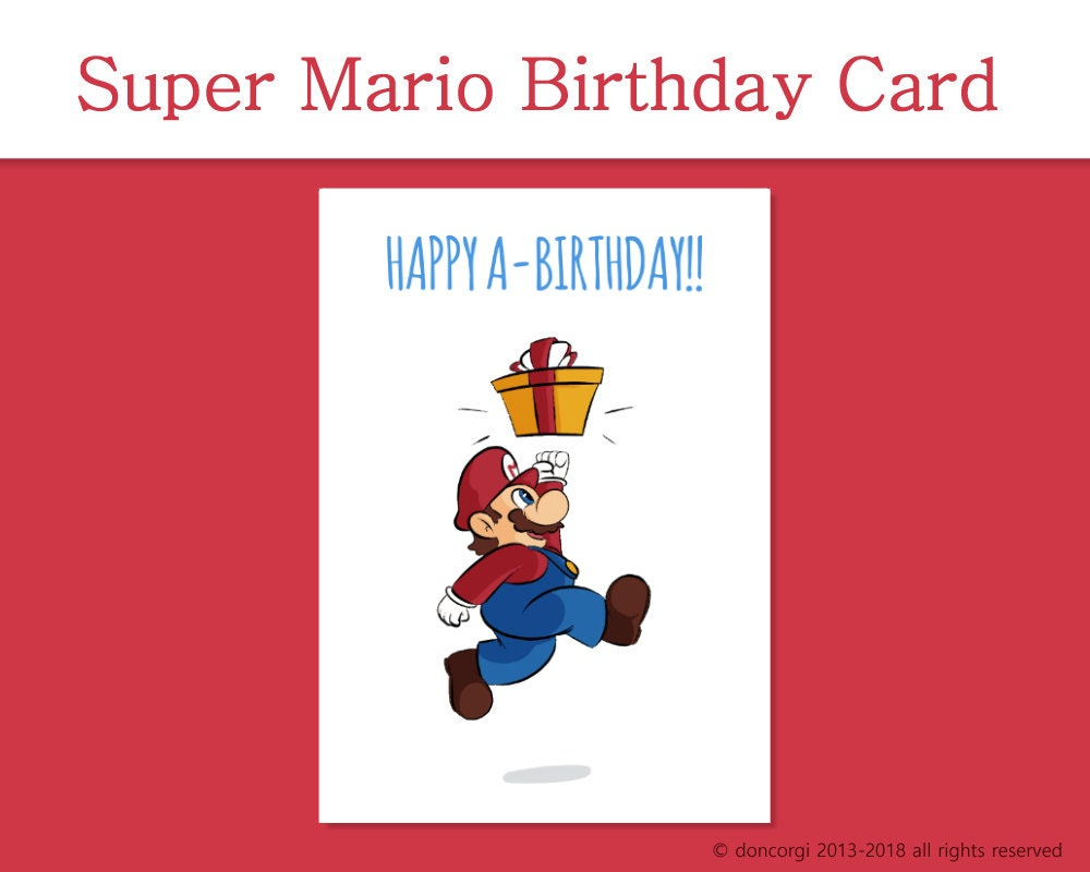 Printable Super Mario Birthday Card | Greeting Cards | Digital for Super Mario Printable Birthday Card