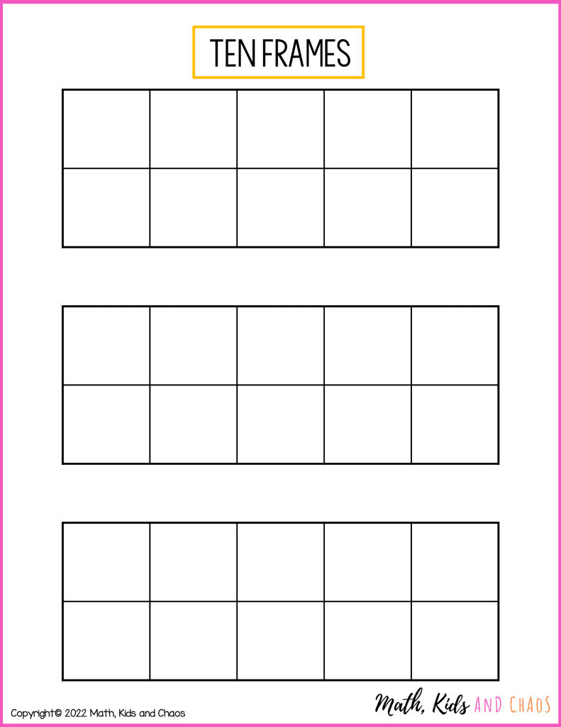 Printable Ten Frames - Math, Kids And Chaos inside 10 Frame Printables For Kindergarten