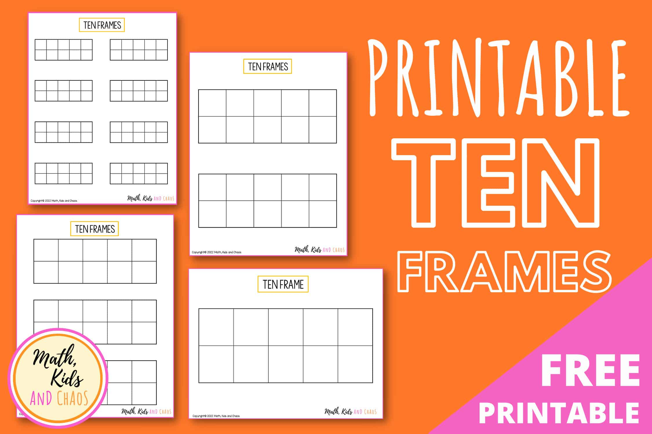 Printable Ten Frames - Math, Kids And Chaos pertaining to 10 Frame Printables For Kindergarten