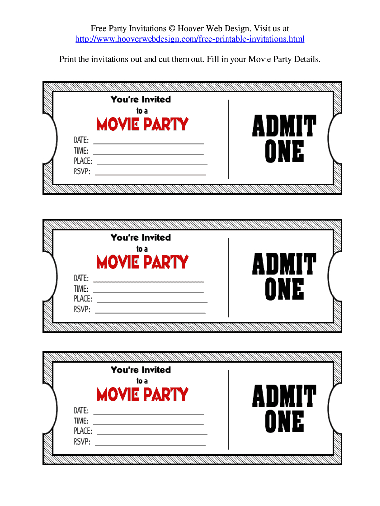 Printable Tickets - Fill Online, Printable, Fillable, Blank with regard to Editable Free Printable Movie Ticket Template