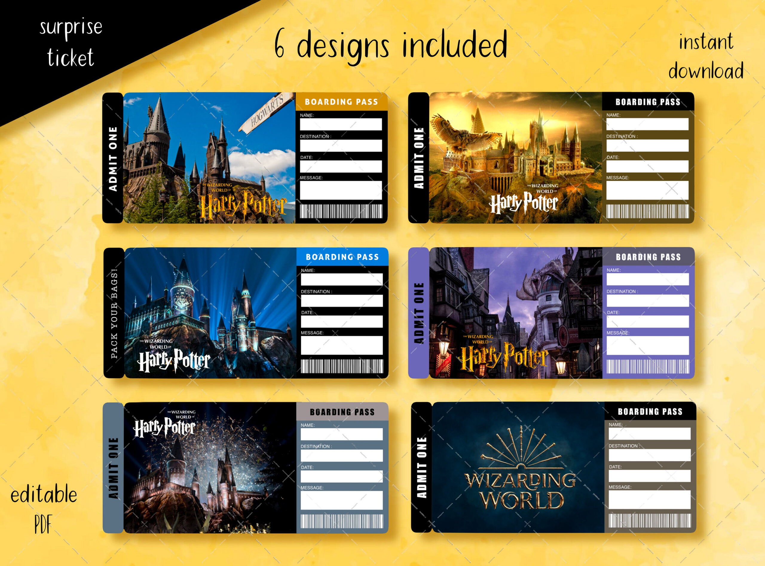 Printable Universal Studios Surprise Trip Ticket, Printable Gift with regard to Free Printable Universal Studios Tickets