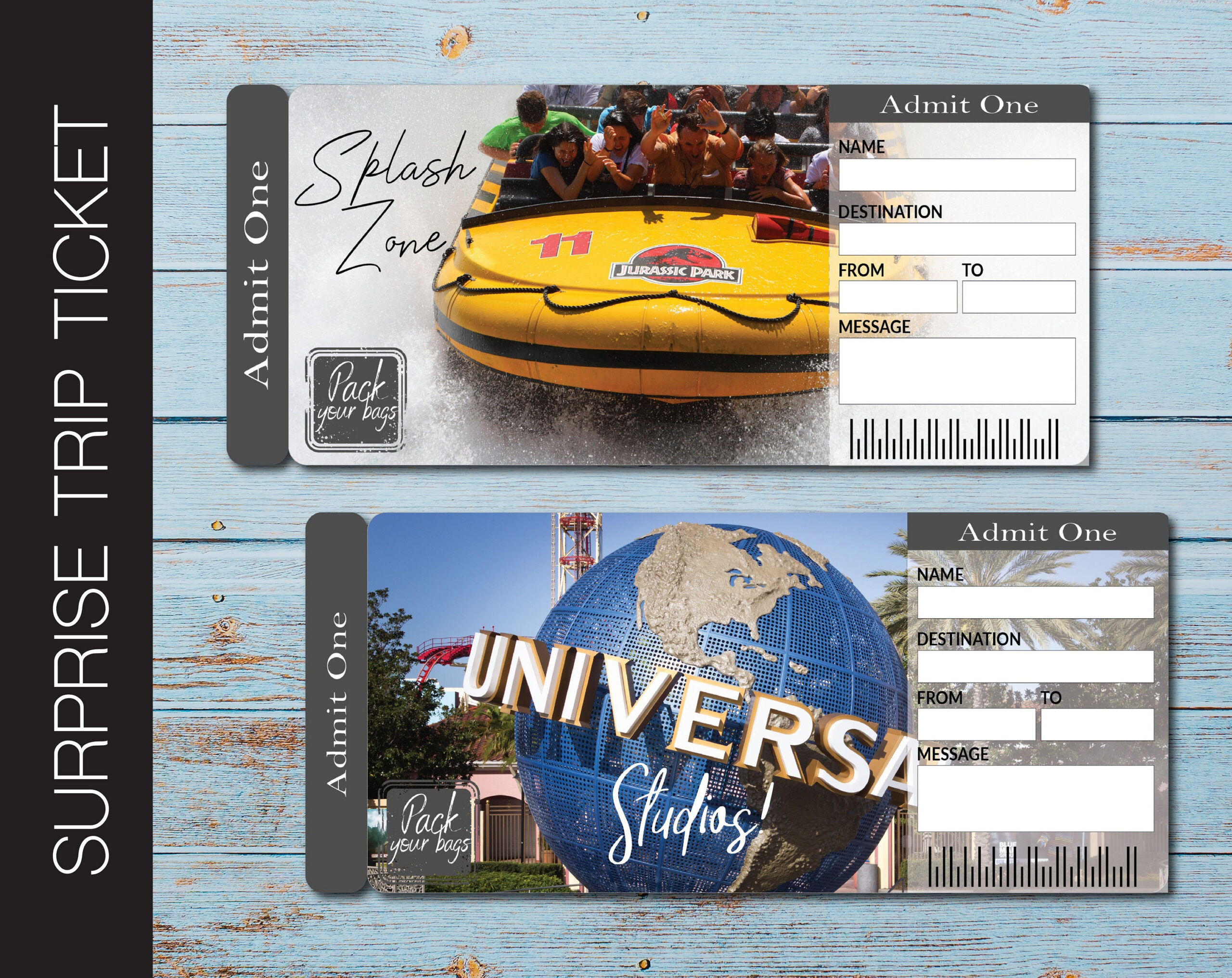 Printable Universal Studios Surprise Trip Tickets. Vacation Ticket regarding Free Printable Universal Studios Tickets