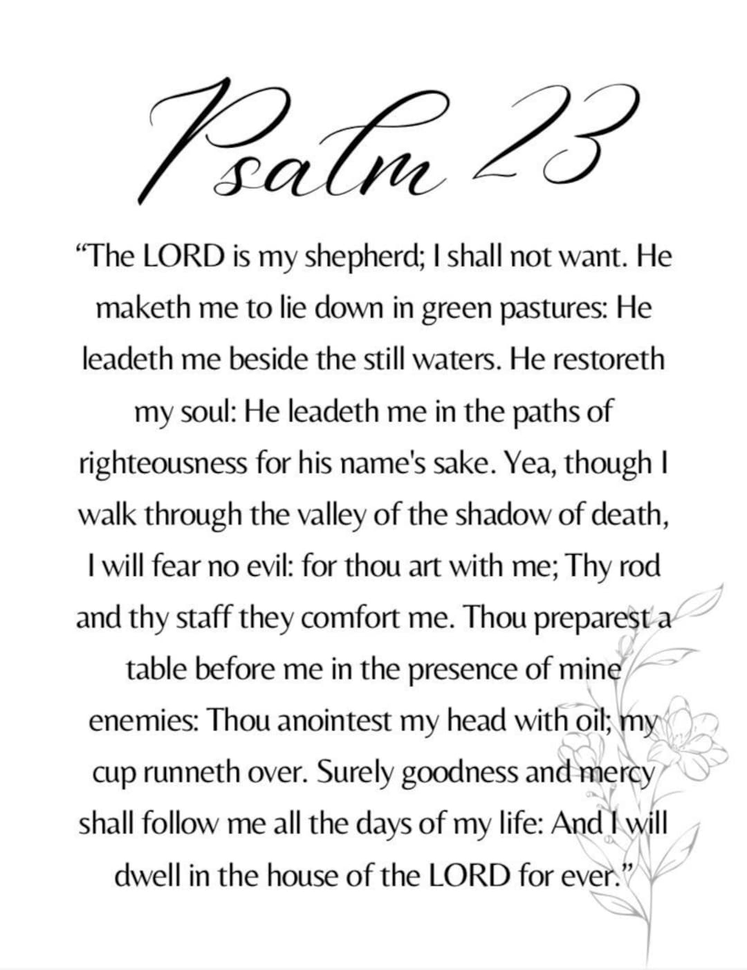 Psalms 23 Kjv Printable (8.5 X 11 “• A4 Größe) - Etsy.de in 23 Psalm King James Version Printable