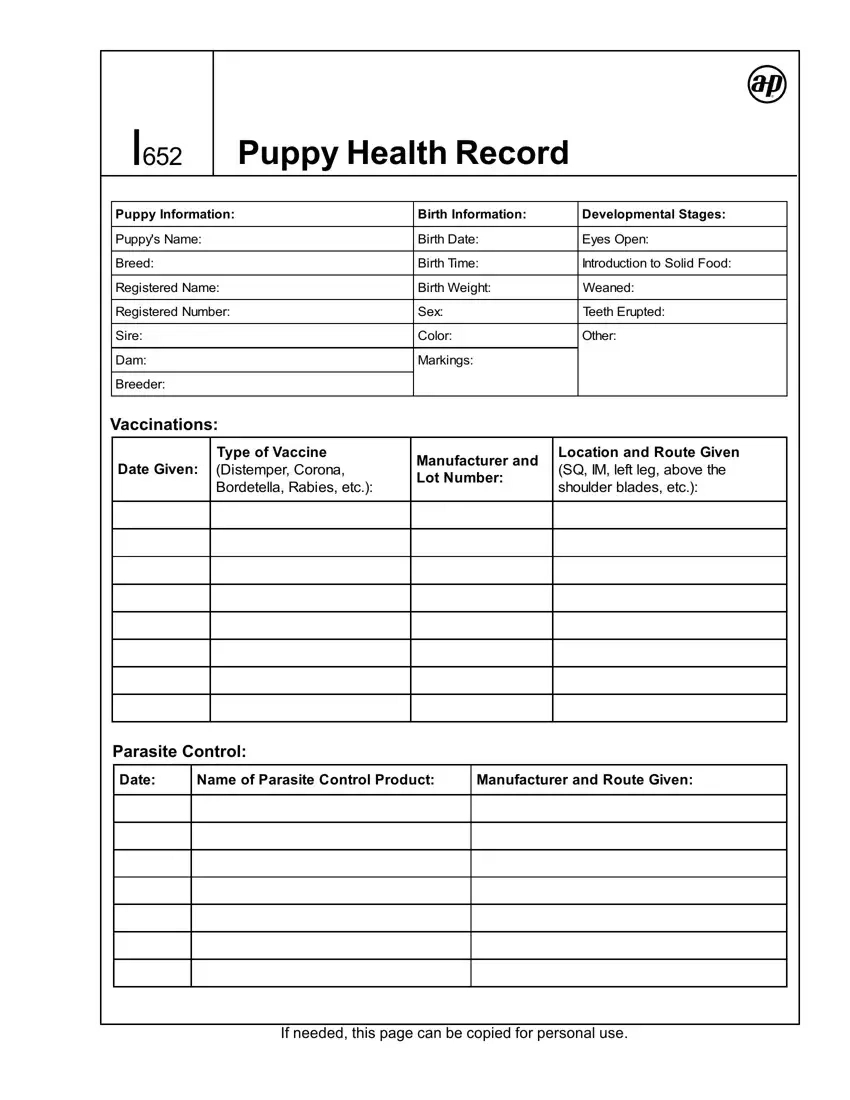 Puppy Health Record ≡ Fill Out Printable Pdf Forms Online throughout Pdf Printable Puppy Shot Record