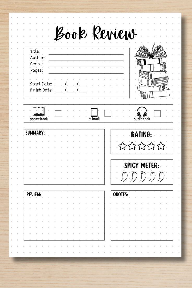 Reading Journal Bullet Journal Page Printable Tracker Book Review in Free Printable Bullet Journal Books To Read Template