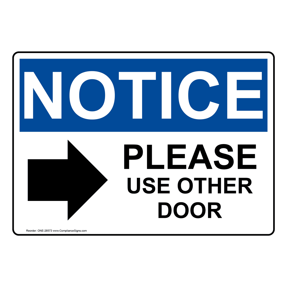 Rectangle White Please Use Other Door Sign - Osha pertaining to Printable Please Use Other Door Sign