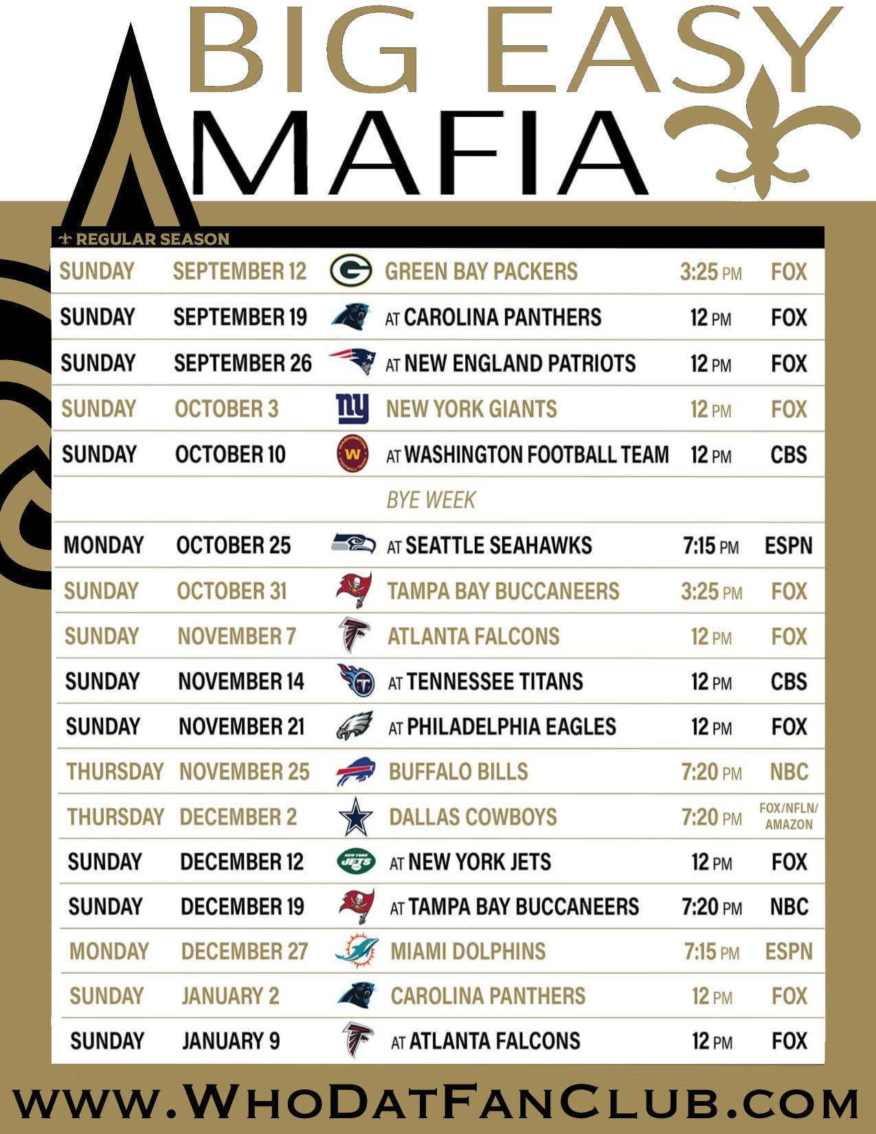 Saints 2021 Printable Schedule : R/Saints for New Orleans Saints Printable Schedule