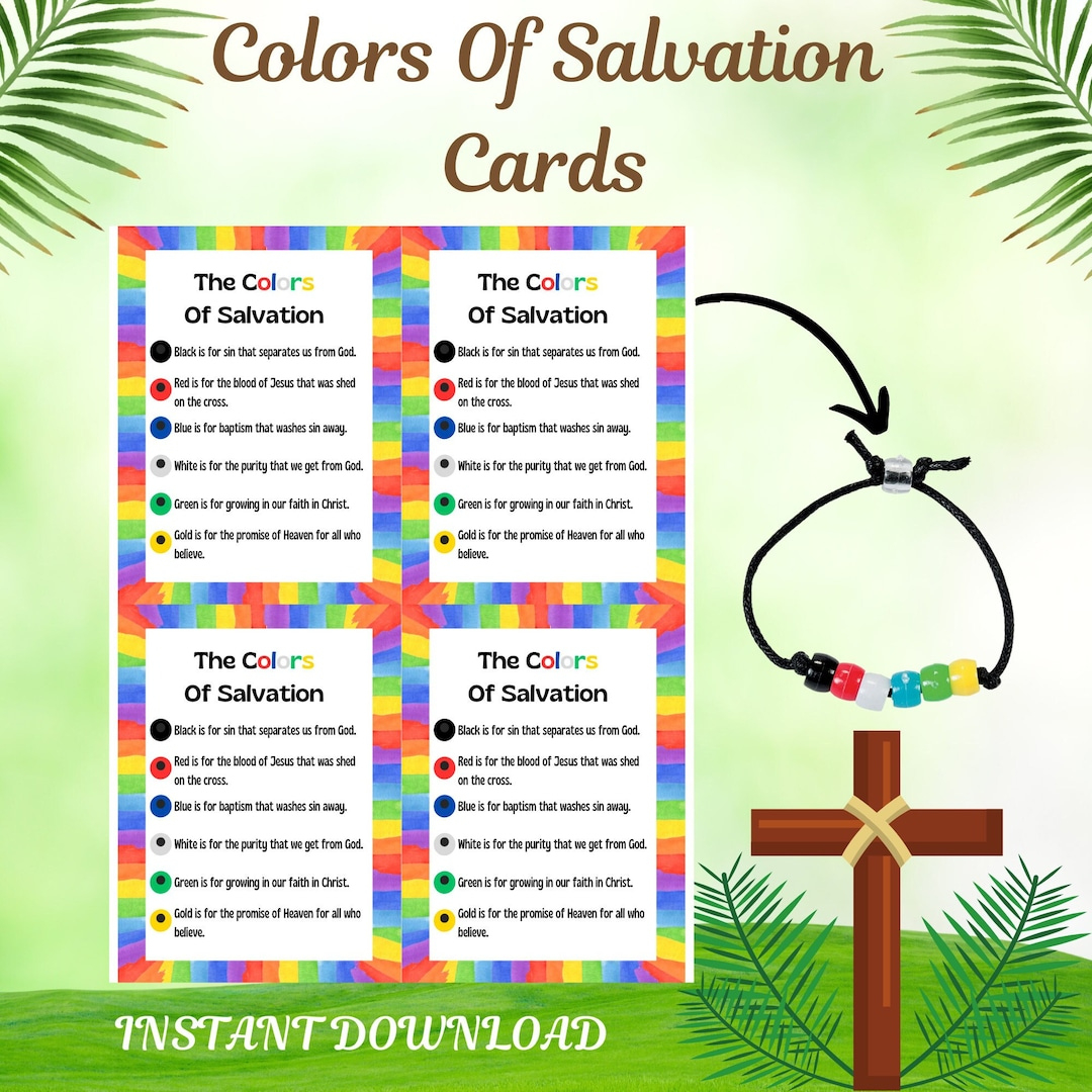 Salvation Bracelet Cards: Sunday School Printable Tags (Digital Download) with regard to Free Printable Salvation Bracelet Cards