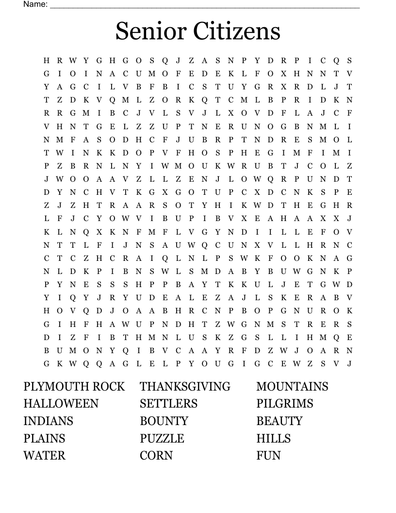 Senior Citizens Word Search - Wordmint pertaining to Printable Word Search Puzzles For Seniors