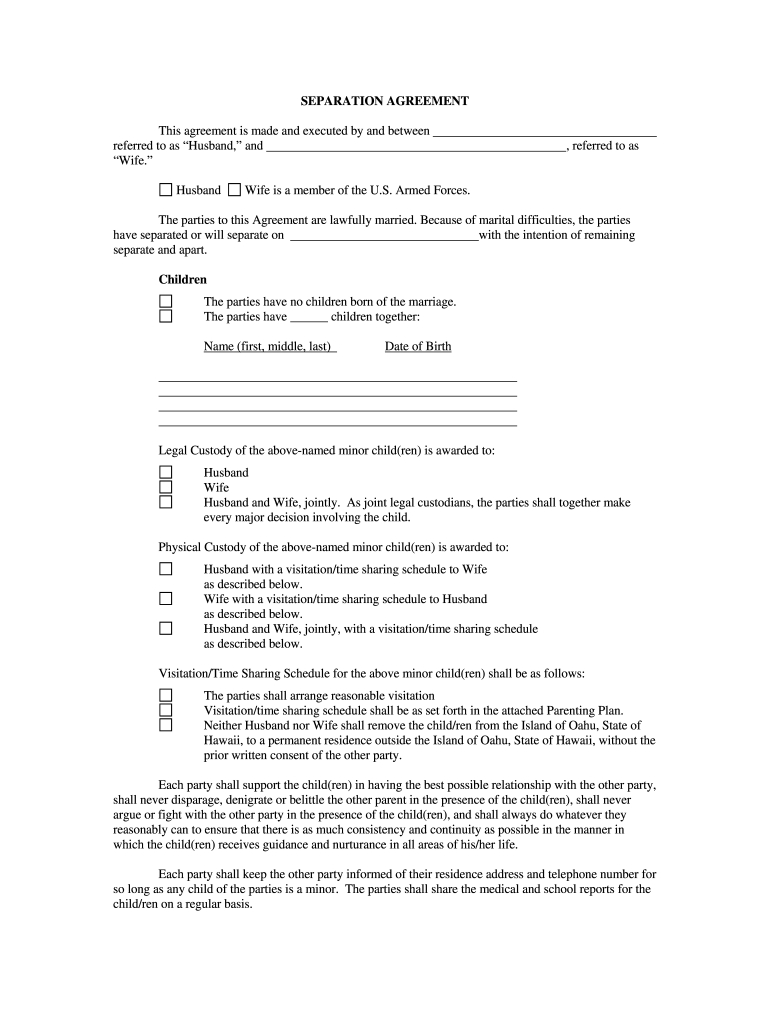 Separation Agreement Form - Fill Online, Printable, Fillable intended for Printable Do It Yourself Separation Agreement