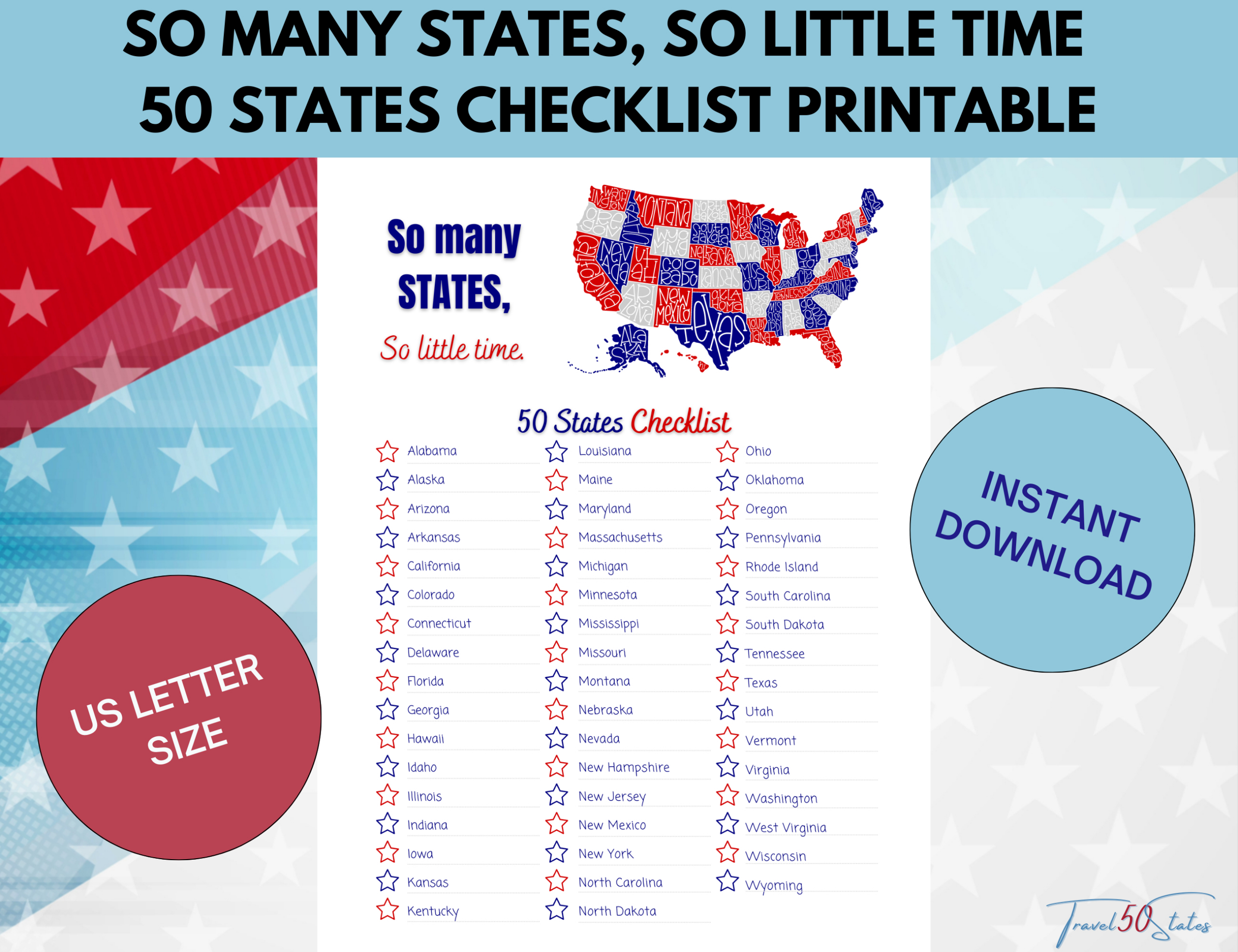 So Many States 50 United States Checklist Printable with regard to Printable List of the 50 United States