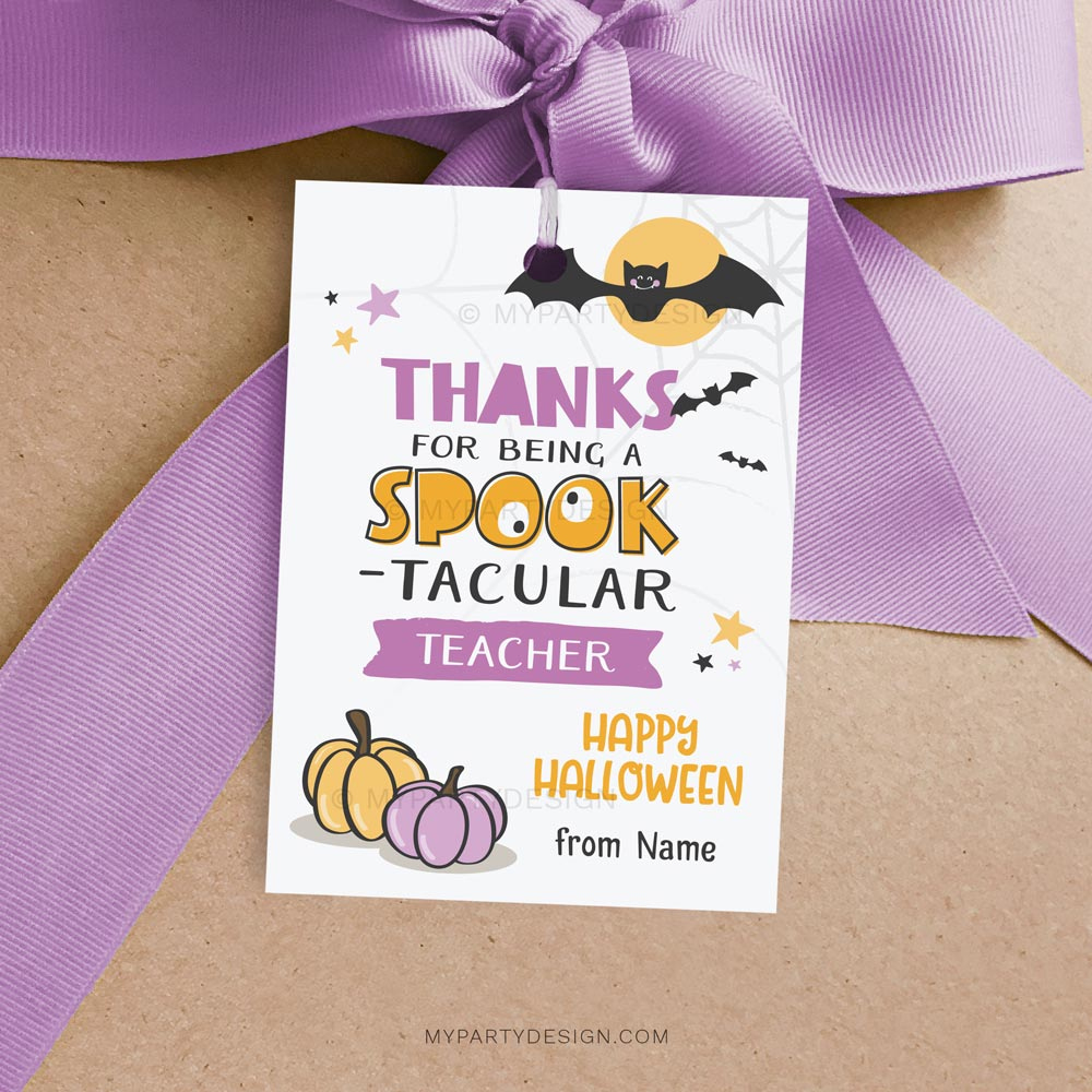 Spooktacular Teacher Halloween Tags, Printable Pdf - My Party Design pertaining to Halloween Teacher Gift Tags Free Printable
