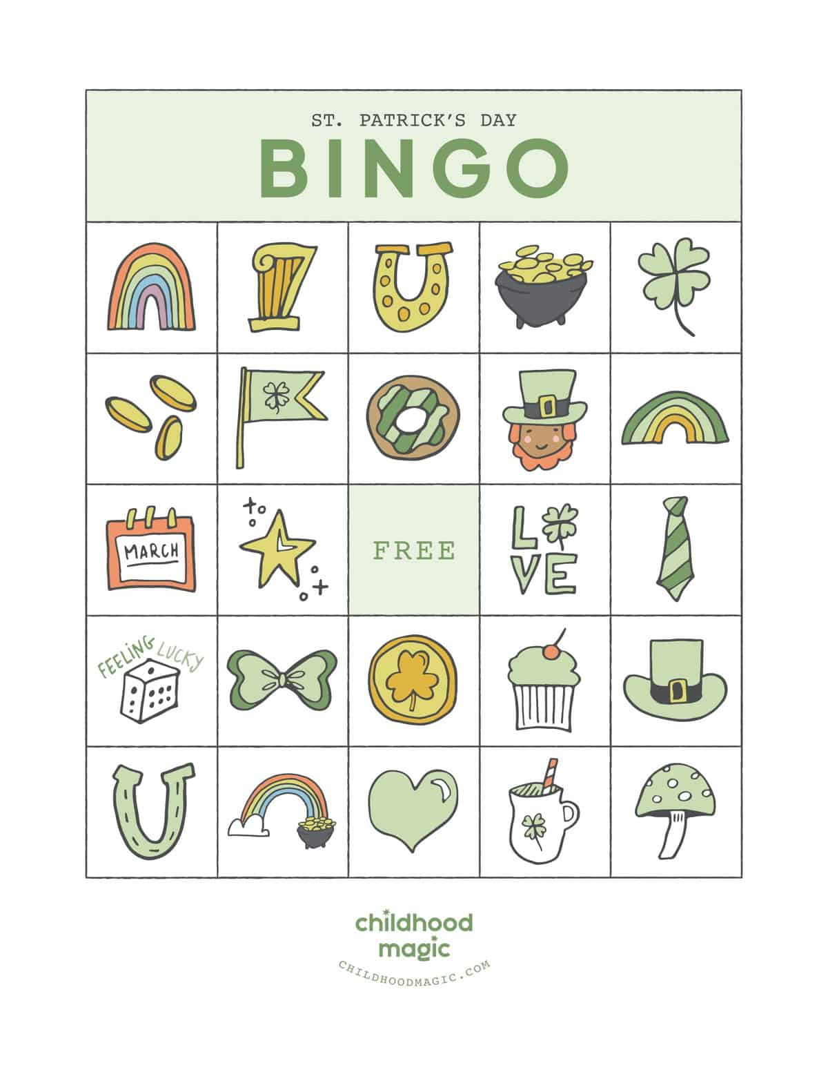 St. Patrick'S Day Bingo - Childhood Magic in St Patrick's Day Bingo Free Printable