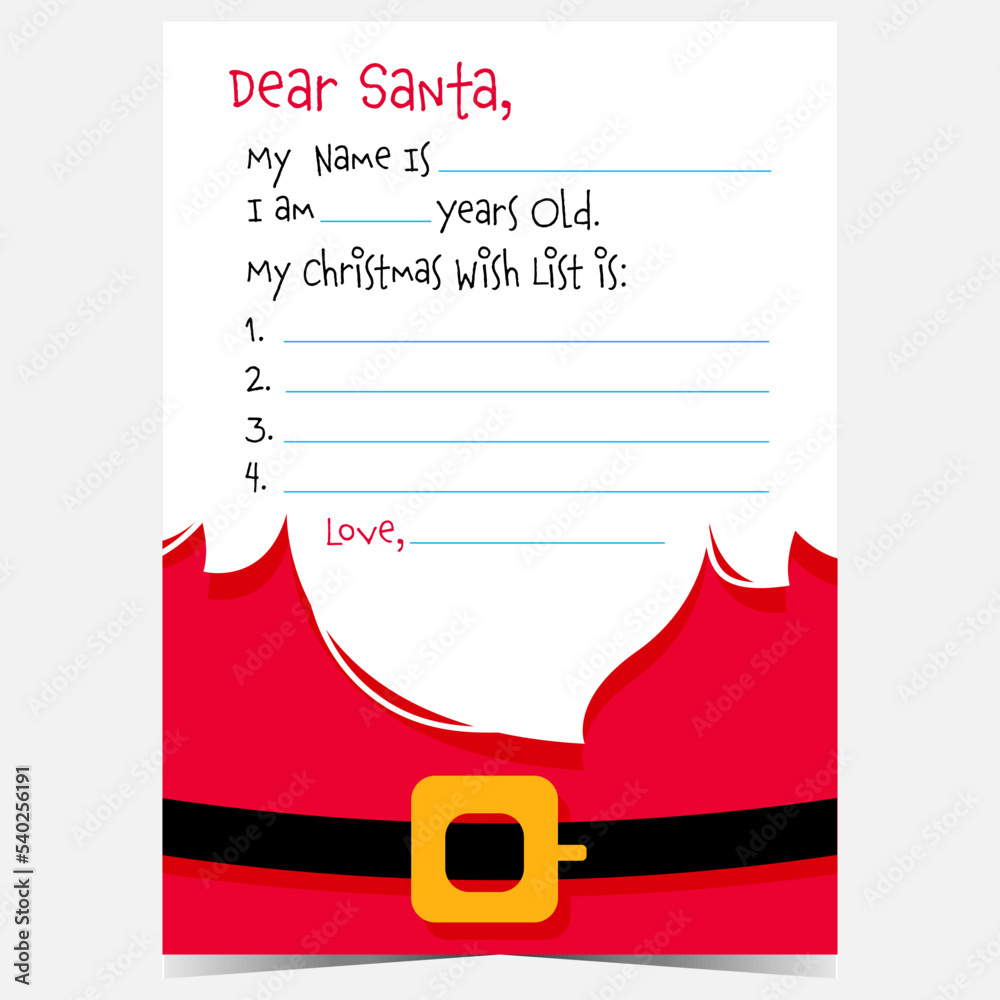 Stock-Vektorgrafik „Dear Santa Christmas Letter Template With with regard to Dear Santa Printable Wish List