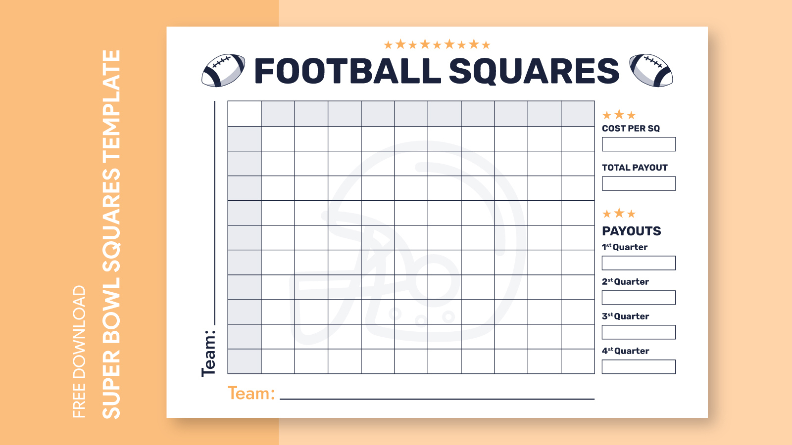 Super Bowl 100 Squares Free Google Docs Template - Gdoc.io regarding Template Blank Free Printable Football Squares 100