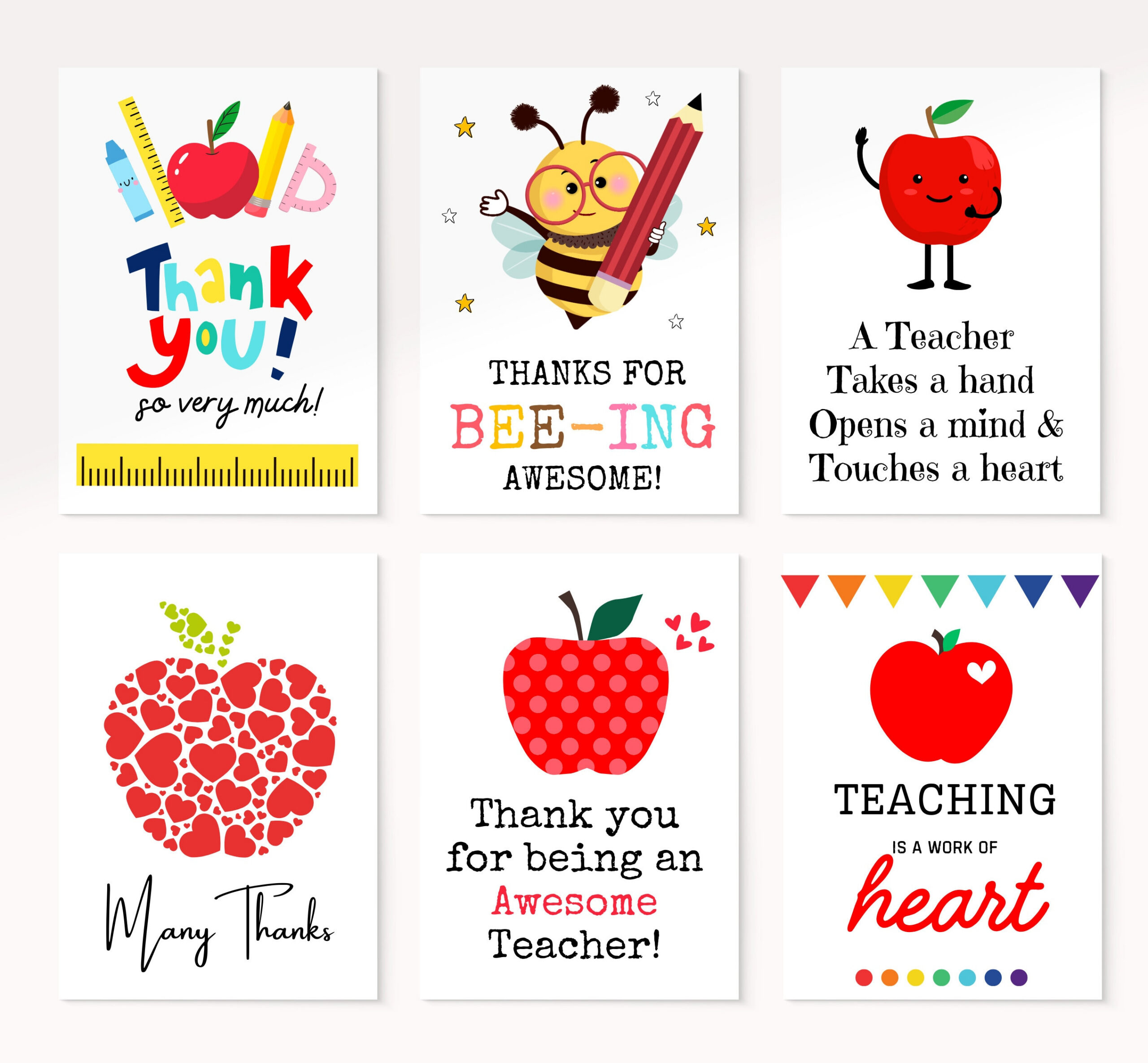 Teacher Appreciation Card Printable, Teacher Thank You Card, End for Teacher Appreciation Week Printable Cards