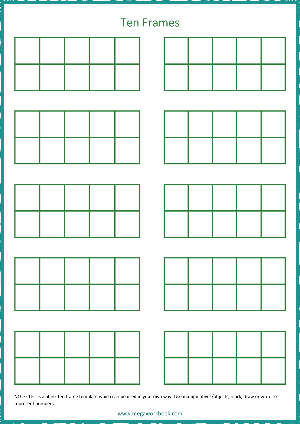 Ten Frame Template - Blank Ten Frames - Double Ten Frames within 10 Frame Printables For Kindergarten