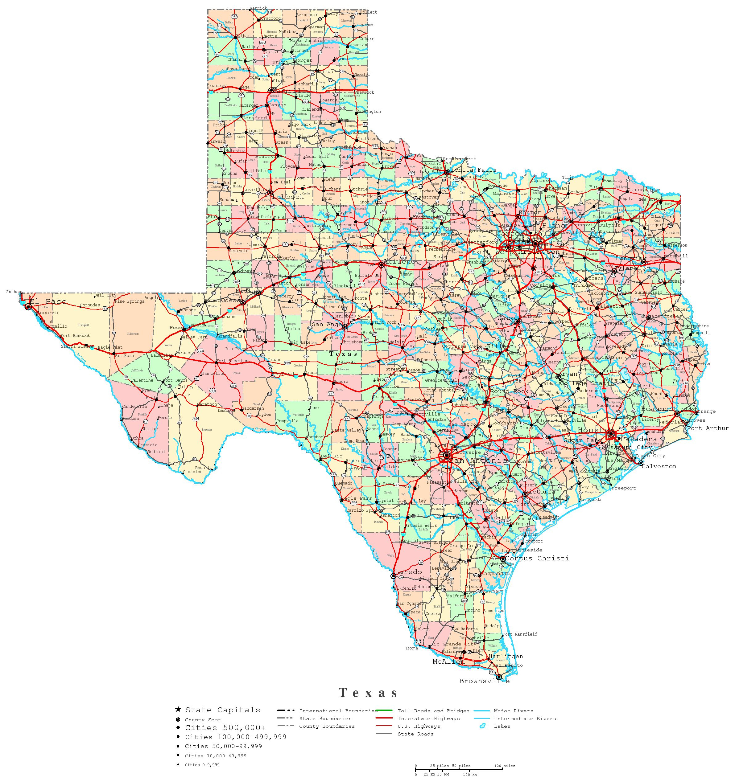 Texas Printable Map throughout State Of Texas Map Printable
