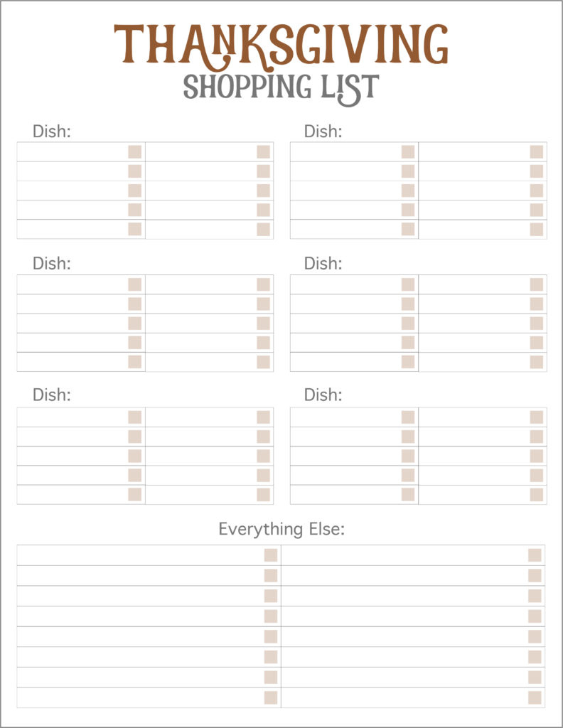 Thanksgiving Meal Planners & Shopping List Printables - Free regarding Printable Grocery List For Thanksgiving
