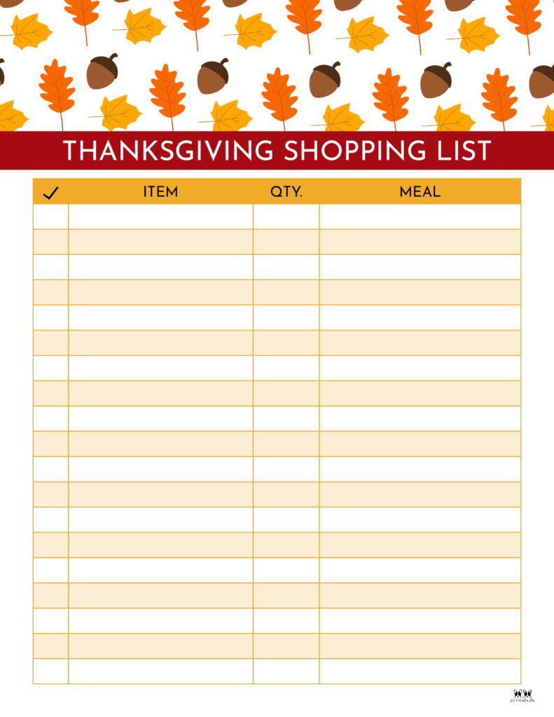 Thanksgiving Shopping Lists & Checklists - 30 Free Printables in Printable Grocery List For Thanksgiving