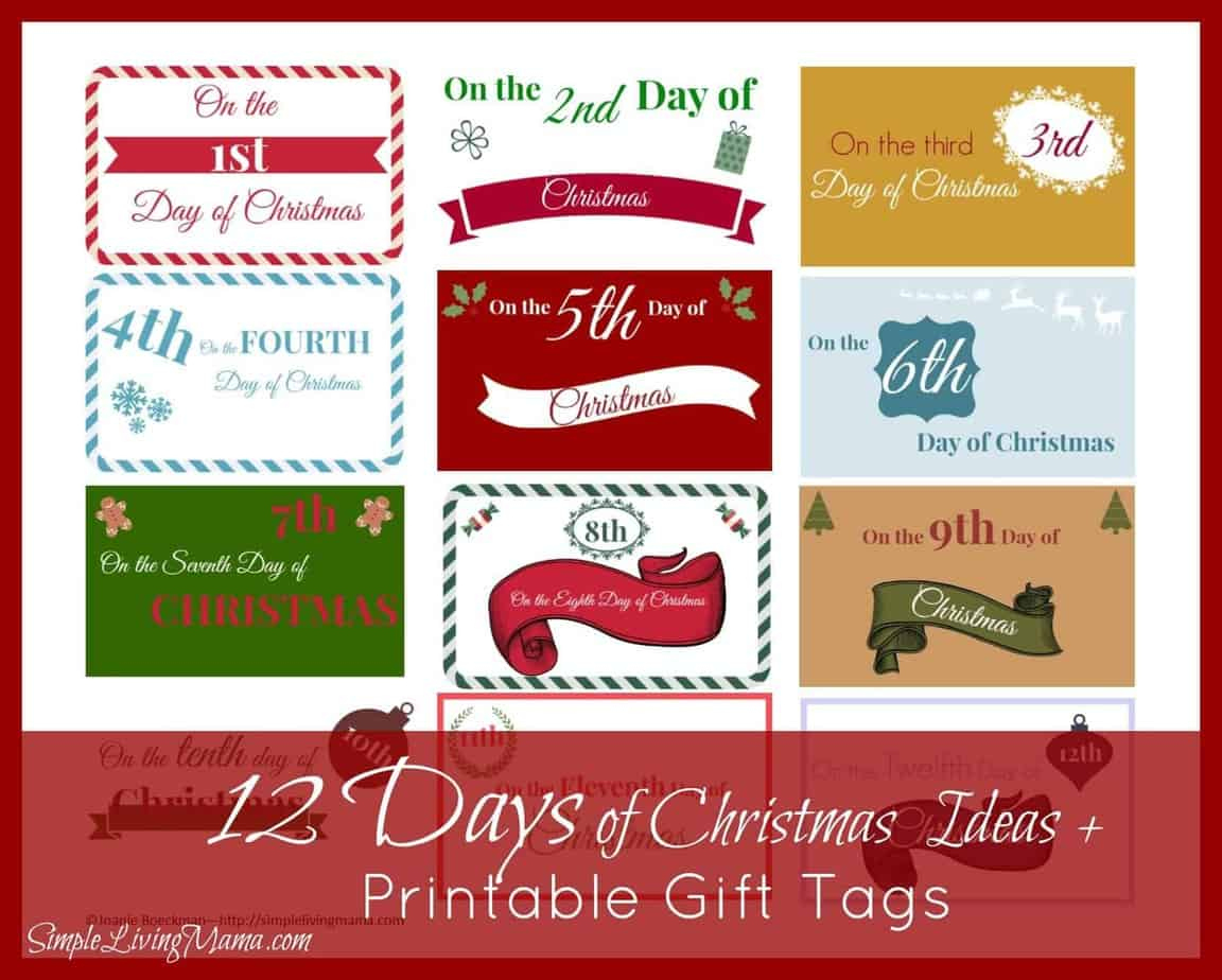 The 12 Days Of Christmas Ideas + Printable Gift Tags - Simple inside 12 Days of Christmas Printable Tags