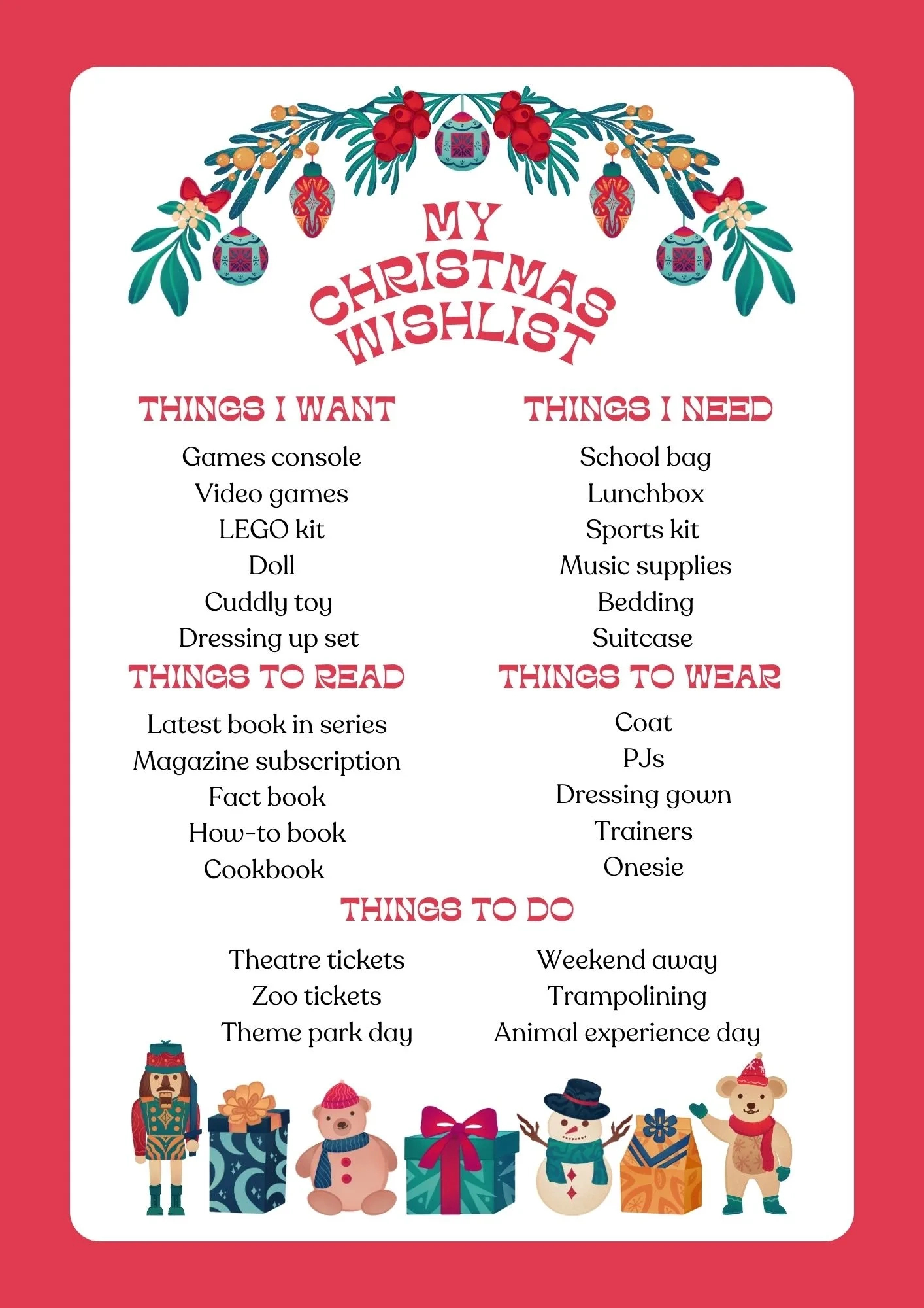 The 5 Gift Rule For Christmas + Free Printable Wishlist - The within 5 Gift Rule Christmas Printable Free