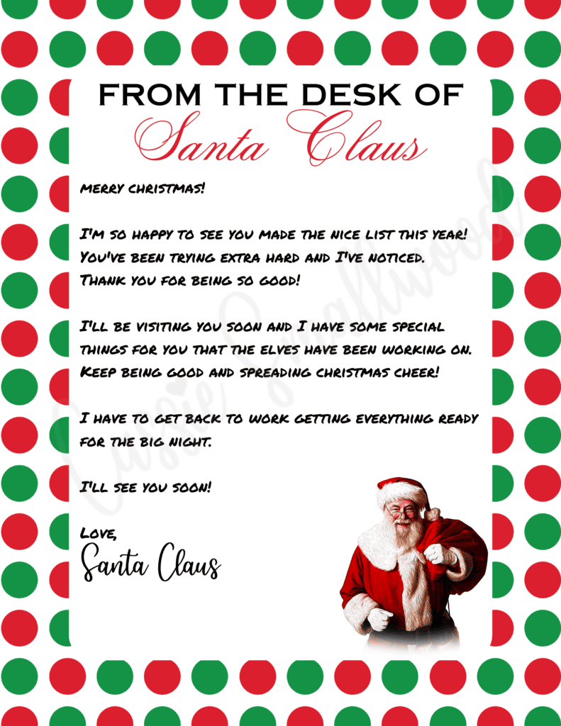The Cutest Letters From Santa - Cassie Smallwood with Free Printable From Santa Letter