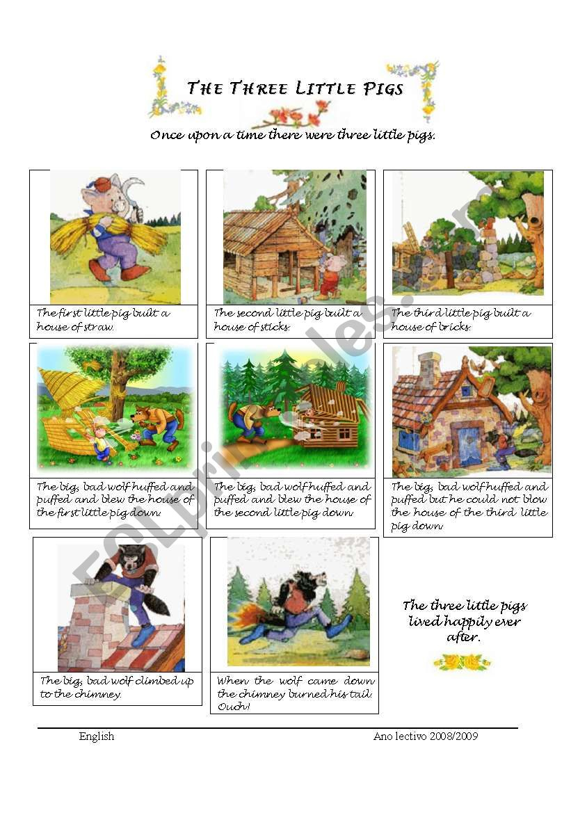 The Three Little Pigs - Esl Worksheettachita pertaining to Printable 3 Little Pigs Story