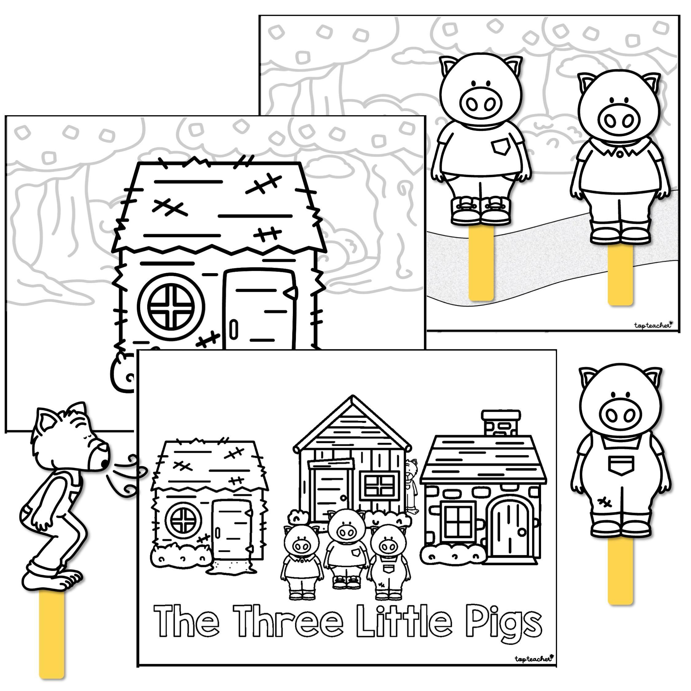 Three Little Pigs Puppet Retell Booklet - Top Teacher regarding 3 Little Pigs Free Printables