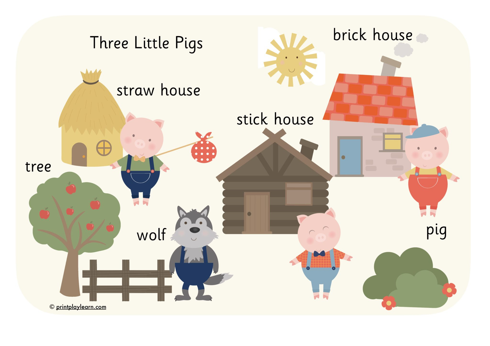 Three Little Pigs Word Mat - Tinted - Printable Teaching Resources with regard to Printable 3 Little Pigs Story